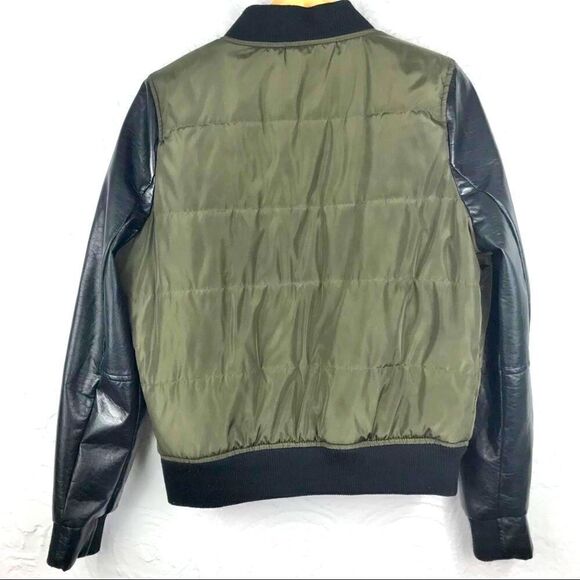 Madden Girl Olive Faux Black Leather Puffer Jacket - Picture 8 of 13